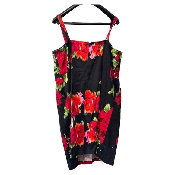 black "Laura Plus" dress with a red and green floral pattern size 22 sleeveless - Picture 4 of 6